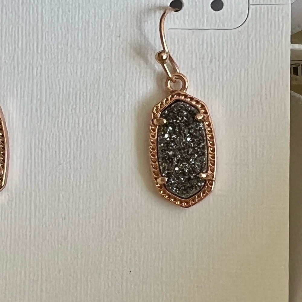 NWT Kendra Scott RARE & Retired Lee Earrings Rose Gold & Platinum Drusy Limited - Picture 14 of 16